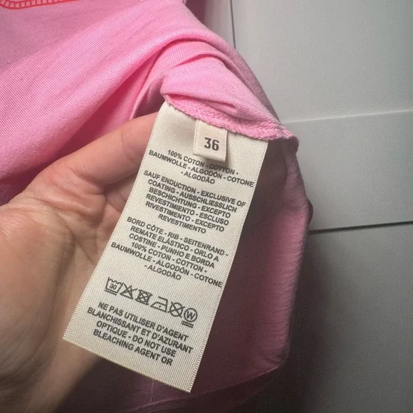Hermes Pink T-Shirt with Orange Logo size 36 like new - Picture 3 of 5